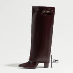 Eilyken Winter Street Fashion Belt Buckle Women Knee High Boots Pointed Toe Square Heels Ladies Shoes Long Botas Mujer