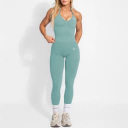 Women's Yoga Set Bum Balance Fitted Halter Tops & Shaping Pants 2pcs Yoga Sportwear Workout Gym Clothing High Waist Leggings Set