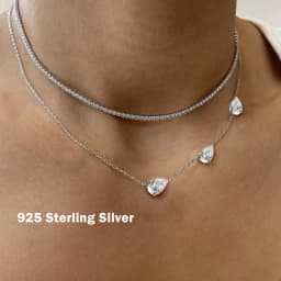 3-Stones Waterdrop Moissanite Pendant Necklace for Women 925 Silver 4-3-2Carat East West Pear Cut Diamond Neckchain Fine Jewelry