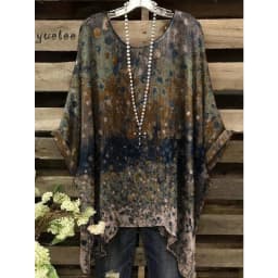 Woman Clothes Bohemian Floral Tunic Plus Size Women's Bohemian Floral Print Tunic T-Shirt Short Sleeve O-Neck Casual Clothings