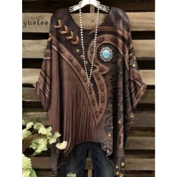 Woman Clothes Bohemian Floral Tunic Plus Size Women's Bohemian Floral Print Tunic T-Shirt Short Sleeve O-Neck Casual Clothings