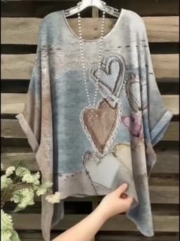 Woman Clothes Bohemian Floral Tunic Plus Size Women's Bohemian Floral Print Tunic T-Shirt Short Sleeve O-Neck Casual Clothings