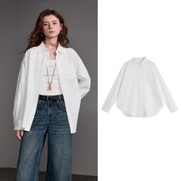 TOYOUTH Women Shirt 2026 Spring New Cotton and Linen Loose Shoulder Mid Length Lapel Shirt Cardigan Jacket