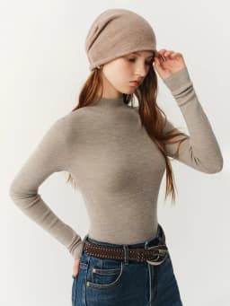 FSLE【Premium Series】German Biella Wool Autumn Super Fine Washable Seamless One-Piece Mock Neck Thermal Base Layer Top New Color