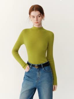 FSLE【Premium Series】German Biella Wool Autumn Super Fine Washable Seamless One-Piece Mock Neck Thermal Base Layer Top New Color