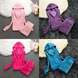 Y2K Velvet Tracksuit with Diamonds 2026 Women's J Zipper Top Jackets and Pants Suit Two-Piece Set