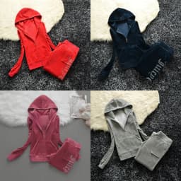 Y2K Velvet Tracksuit with Diamonds 2026 Women's J Zipper Top Jackets and Pants Suit Two-Piece Set