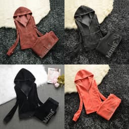Y2K Velvet Tracksuit with Diamonds 2026 Women's J Zipper Top Jackets and Pants Suit Two-Piece Set