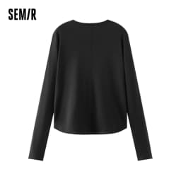 Semir Long Sleeve Tees Women Short Slim Fit 2025 New Thermal Fleece Solid Winter Versatile Top Woman Clothes Bts