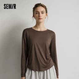 Semir Long Sleeve Tees Women Short Slim Fit 2025 New Thermal Fleece Solid Winter Versatile Top Woman Clothes Bts