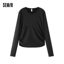 Semir Long Sleeve Tees Women Short Slim Fit 2025 New Thermal Fleece Solid Winter Versatile Top Woman Clothes Bts