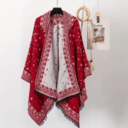 Ethnic Hooded Cape Shawl for Northwest China Travel Photography Warm Imitation Cashmere Outerwear Ethnic style hat