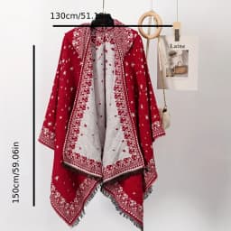 Ethnic Hooded Cape Shawl for Northwest China Travel Photography Warm Imitation Cashmere Outerwear Ethnic style hat