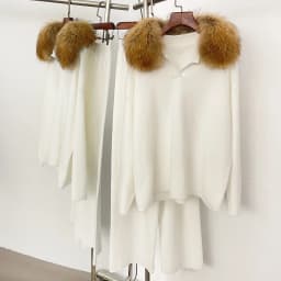 Reality Fur Jacket Pullover Set Woman Spring Knitted Suit Knitwear Female Real Fox Fur Collar Sweater Lady Autumn Knitted New