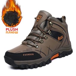 Brand Men Winter Snow Boots Waterproof Leather Sneakers Super Warm Men's Boots Outdoor Male Hiking Boots Work Shoes Size 39-47