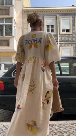 Elegant Printed Dress Women V Neck Puff Sleeve Loose Midi Female Dresses 2024 Summer Holidays Casual Lady Beach A-Line Vestidos