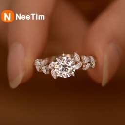 NeeTim 1CT Moissanite Rings Sparkling Wedding Band for Women 925 Sterling Silver with Plated White Gold Bands Engagement Ring