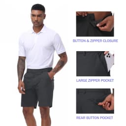 Men's Cargo Trendy Shorts Casual Elegant Golf Pants, Suit Shorts Work Dress Shorts with Concealed-Type Zipper Side Pockets