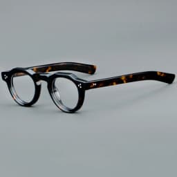 57171 Vintage Round Acetate Spectacles Frame Women Fashion Rivet Optical Transparent Eyeglass Men Trend Prescription Glasses