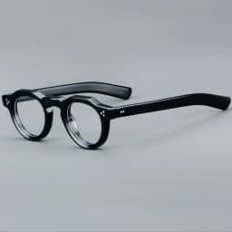 57171 Vintage Round Acetate Spectacles Frame Women Fashion Rivet Optical Transparent Eyeglass Men Trend Prescription Glasses