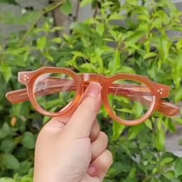 57171 Vintage Round Acetate Spectacles Frame Women Fashion Rivet Optical Transparent Eyeglass Men Trend Prescription Glasses