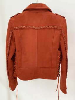 HIGH STREET Newest 2026 F/W Designer Jacket Women's Rope Lacing Up Logo Beaded Synthetic Suede Leather Motorcycle Biker Jacket