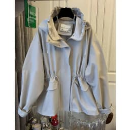 Cotton Khaki Hooded Trench Coat Women's Autumn And Winter New Short Coat Retro Casual Loose Top