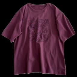 Purple Red Cute Cartoon Print Round Neck Short Sleeved T-shirt for Women Loose Fitting and Slimming