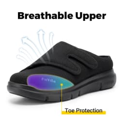 FitVille Men's Half Slippers Diabetic Shoes Extra Wide Adjustable Lightweight Casual Shoe For Swollen Feet Plantar Fasciitis
