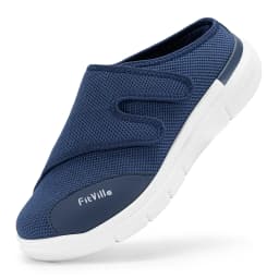 FitVille Men's Half Slippers Diabetic Shoes Extra Wide Adjustable Lightweight Casual Shoe For Swollen Feet Plantar Fasciitis
