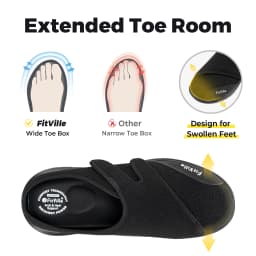 FitVille Men's Half Slippers Diabetic Shoes Extra Wide Adjustable Lightweight Casual Shoe For Swollen Feet Plantar Fasciitis