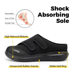 FitVille Men's Half Slippers Diabetic Shoes Extra Wide Adjustable Lightweight Casual Shoe For Swollen Feet Plantar Fasciitis