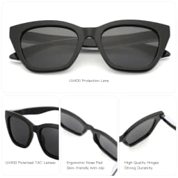 ZENOTTIC Square Polarized Sunglasses 2026 Fashion Women Thick Frame UV400 Protection Sun Glasses for Ladies Shopping Gif