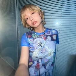 Karrram Japanese Y2k Anime Print T-shirt 2000s Harajuku Short Sleeve Mesh Top Vintage Aesthetics Dreamcore Blue Sheer Top E-girl