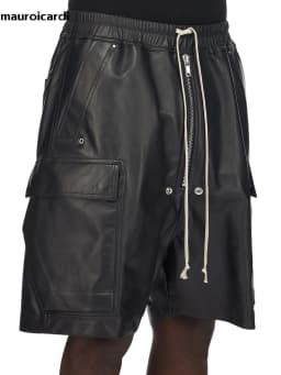 Mauroicardi Summer Cool Handsome Casual Soft Black Pu Leather Straight Shorts for Men Elastic Waist Drawstring Clothes 2023