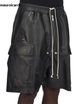 Mauroicardi Summer Cool Handsome Casual Soft Black Pu Leather Straight Shorts for Men Elastic Waist Drawstring Clothes 2023
