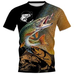 New Fishing T-Shirt Men Tshirt Dog Fish Graphic Clothing O-Collar Oversized Tops Outdoor Sport Apparel Summer for Male Tee Shirt