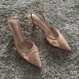Mesh Embroidered Fashion Sandals Women String Bead High Heels Mules Shoes Pointed Toe Slingback Slippers Women Zapatos De Mujer
