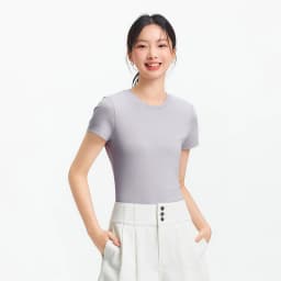 Semir Short Sleeve T-Shirt Women Cropped Embroidered Slim Fit Casual 2025 New Summer Basic Round Neck Shoulder Fit Top
