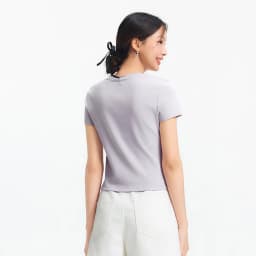 Semir Short Sleeve T-Shirt Women Cropped Embroidered Slim Fit Casual 2025 New Summer Basic Round Neck Shoulder Fit Top