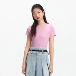 Semir Short Sleeve T-Shirt Women Cropped Embroidered Slim Fit Casual 2025 New Summer Basic Round Neck Shoulder Fit Top