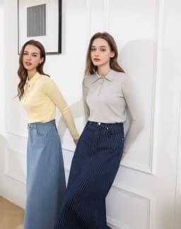 AS AW26 Black pinstripe denim skirt with stretch fashion woman clothes lady wear
