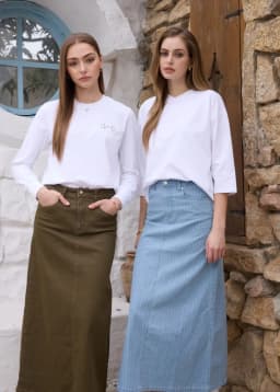 AS AW26 Black pinstripe denim skirt with stretch fashion woman clothes lady wear