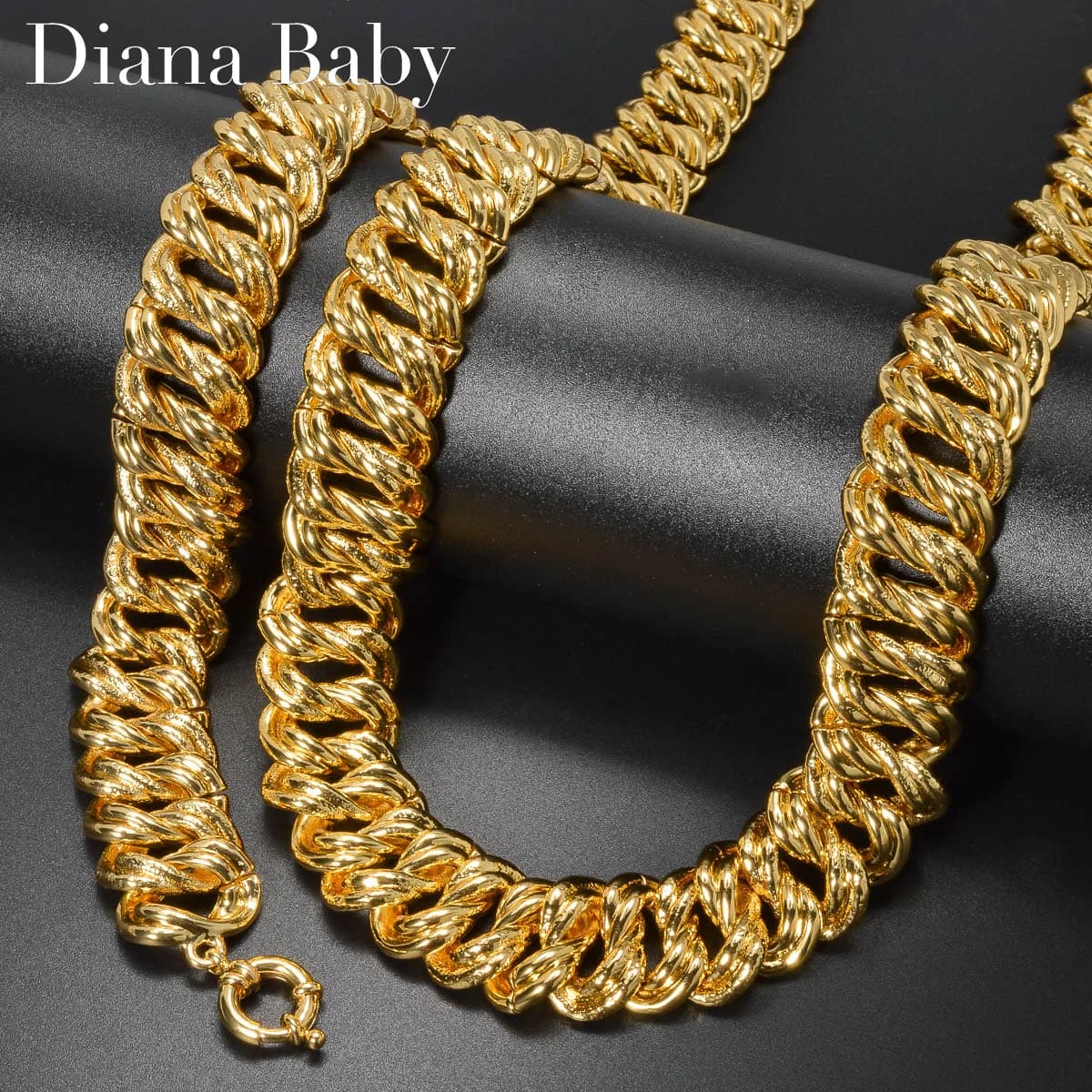2PCS Bracelet Jewelry Set Collection for Women Luxury Gold Plated Color Dubai Necklace Man Chains Thick Links Gift