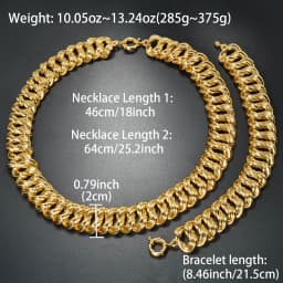 2PCS Bracelet Jewelry Set Collection for Women Luxury Gold Plated Color Dubai Necklace Man Chains Thick Links Gift
