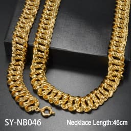 2PCS Bracelet Jewelry Set Collection for Women Luxury Gold Plated Color Dubai Necklace Man Chains Thick Links Gift