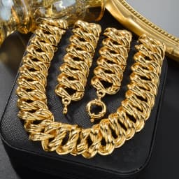 2PCS Bracelet Jewelry Set Collection for Women Luxury Gold Plated Color Dubai Necklace Man Chains Thick Links Gift
