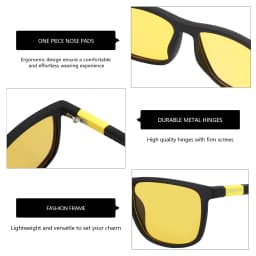 ZENOTTIC Square Polarized Night Vision Sunglasses - Lightweight TR90 Frame UV Blocking Shade for Driving Fishing Golf Sport