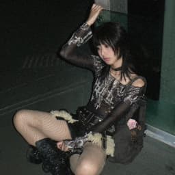 Karrram Grunge Aesthetics Mesh Tops Japanese Y2k Tattoo Print Sheer Tops Vintage Harajuku See Through Long Sleeve T-shirt Gothic