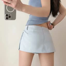 Women's Side Zippers Detail Skort Tailored Mini Skirt With Belt Loops